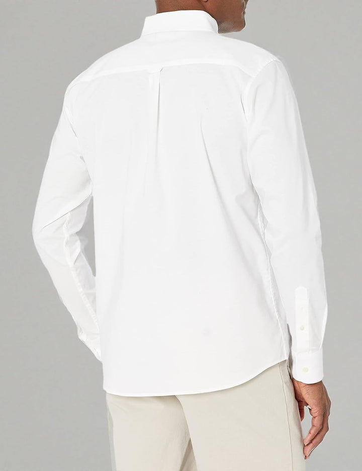 IZOD Herren Long Sleeve Oxford Shirt Hemd mit Button-Down-Kragen, Weiss/Opulenter Garten