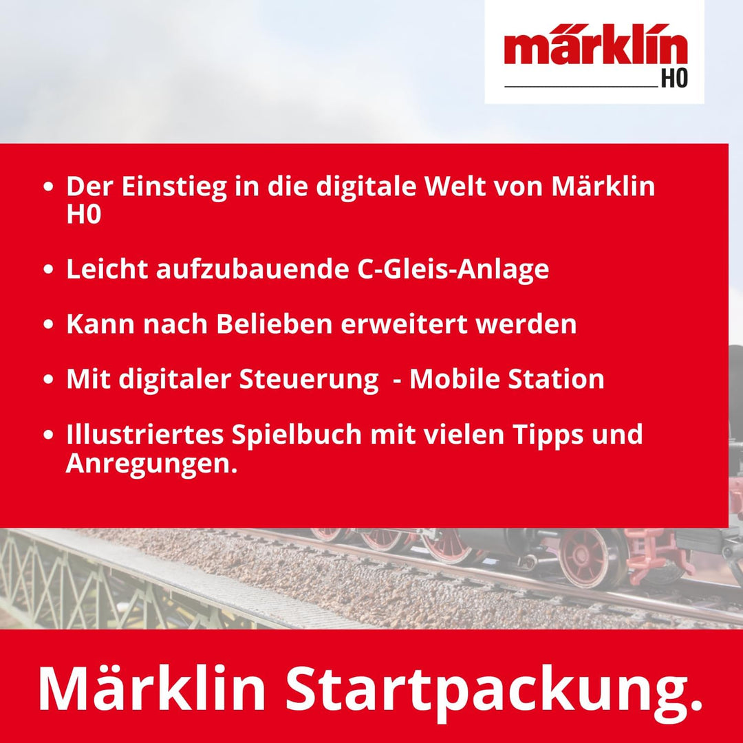 Märklin 29000 - Digital-Startpackung, Spur H0, Startset mit C-Gleis Schienen und Mobile Station Sing