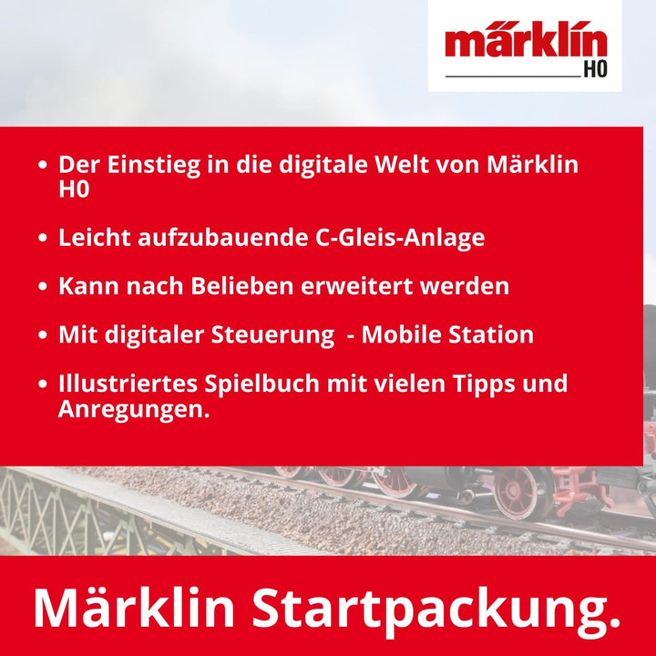 Märklin 29000 - Digital-Startpackung, Spur H0, Startset mit C-Gleis Schienen und Mobile Station Sing