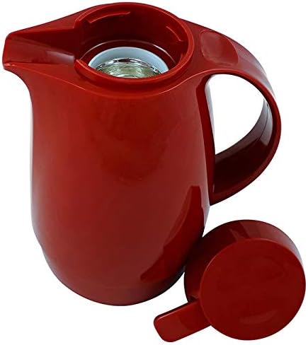 Helios Servitherm Thermoskanne Rot 0,6L – 6h Heiss - Hält Getränke heiss & kalt – Einhandbedienung -