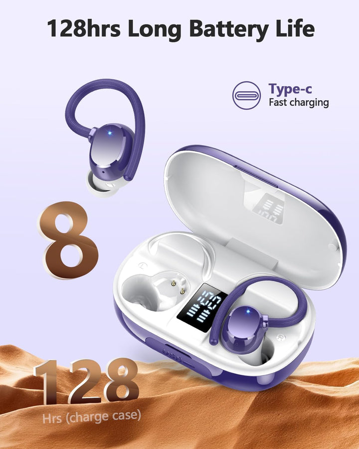 Bluetooth Kopfhörer Sport, Kopfhörer Kabellos Bluetooth 5.3 HiFi Stereo, 128Std Spielzeit In Ear Kop