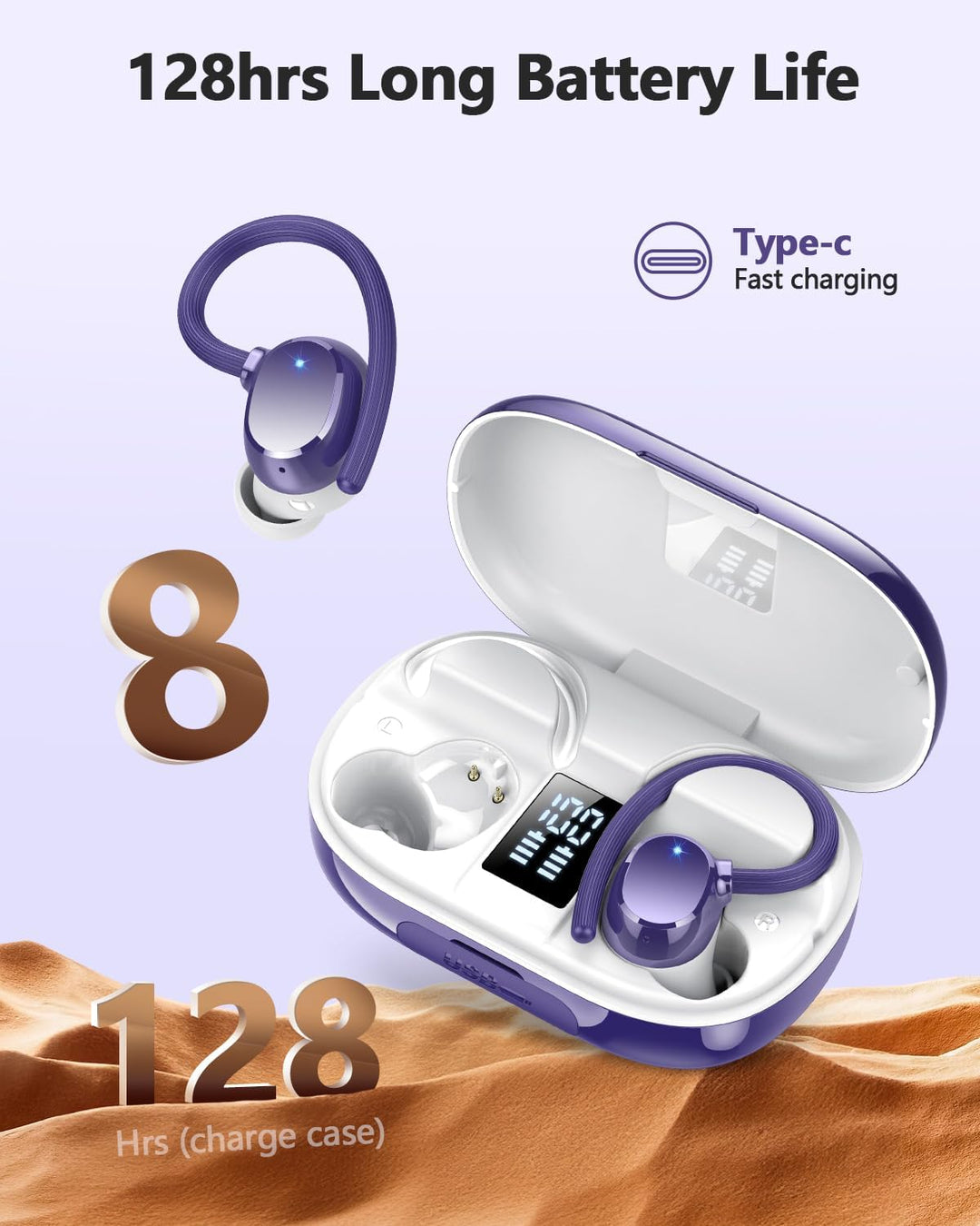 Bluetooth Kopfhörer Sport, 2025 In Ear Kopfhörer Kabellos Bluetooth 5.3, 128 Std Ultraleicht Earbuds