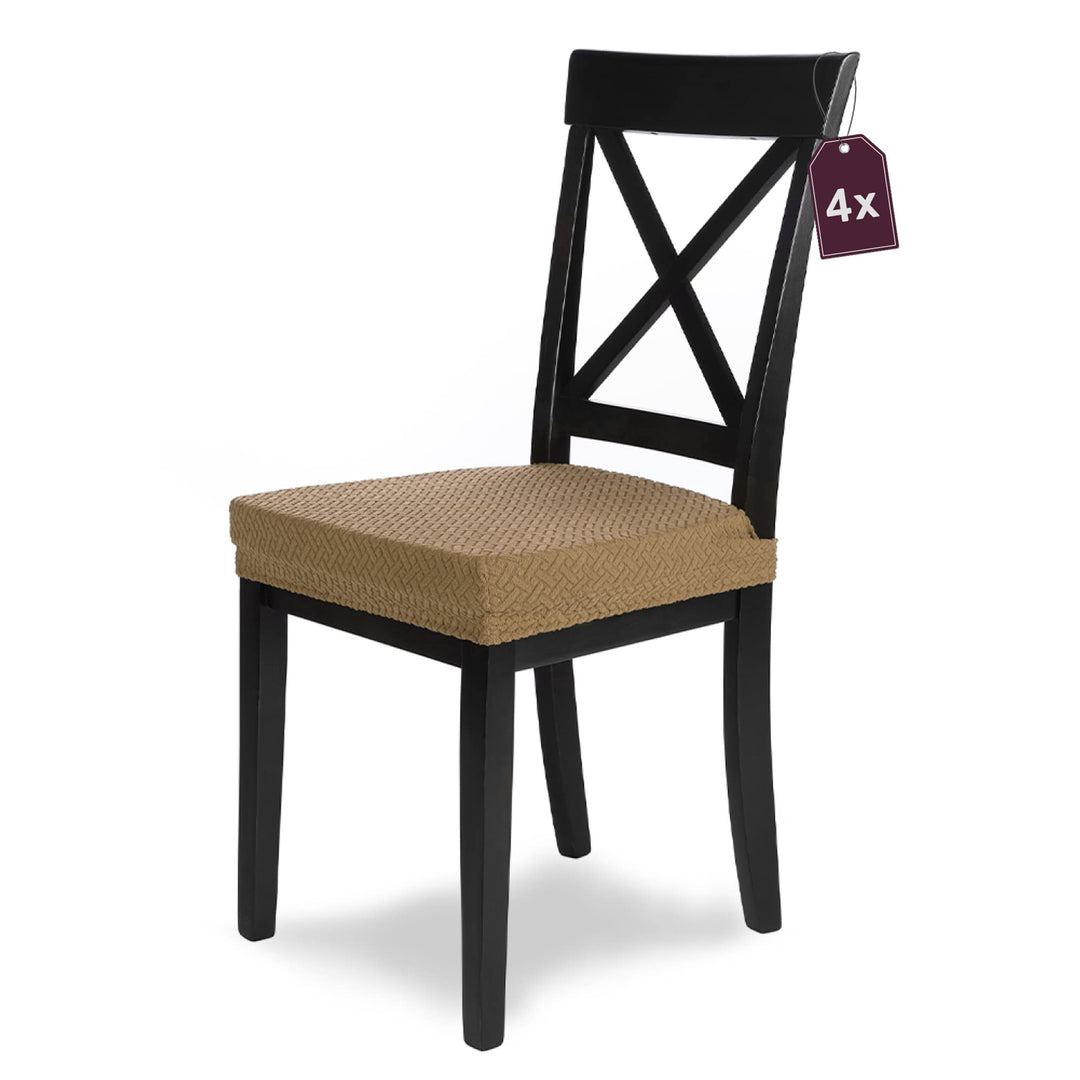 SCHEFFLER-Home Stretch Stuhlbezug Luna/Beige Stuhlbezug 4er Set elastische Stuhlschoner/Sitzbezug Es