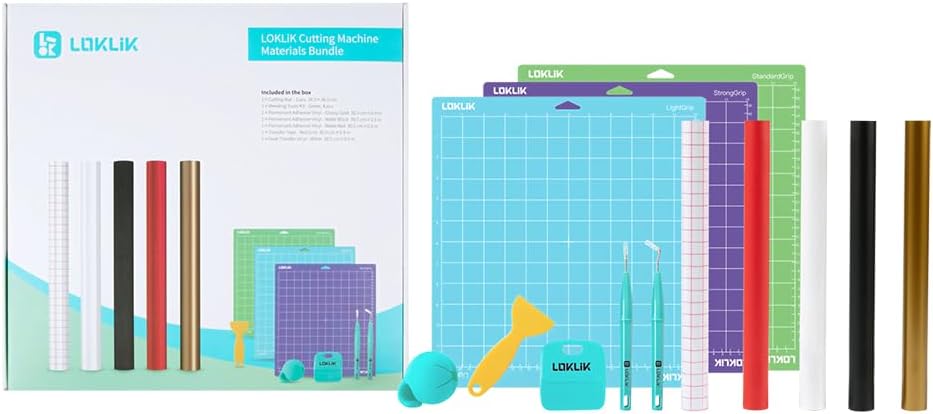 LOKLiK Starter Pack für iCraft – Vinyl-Bundle mit Permanent Adhesive Vinyl, Weissem Heat Transfer Vi