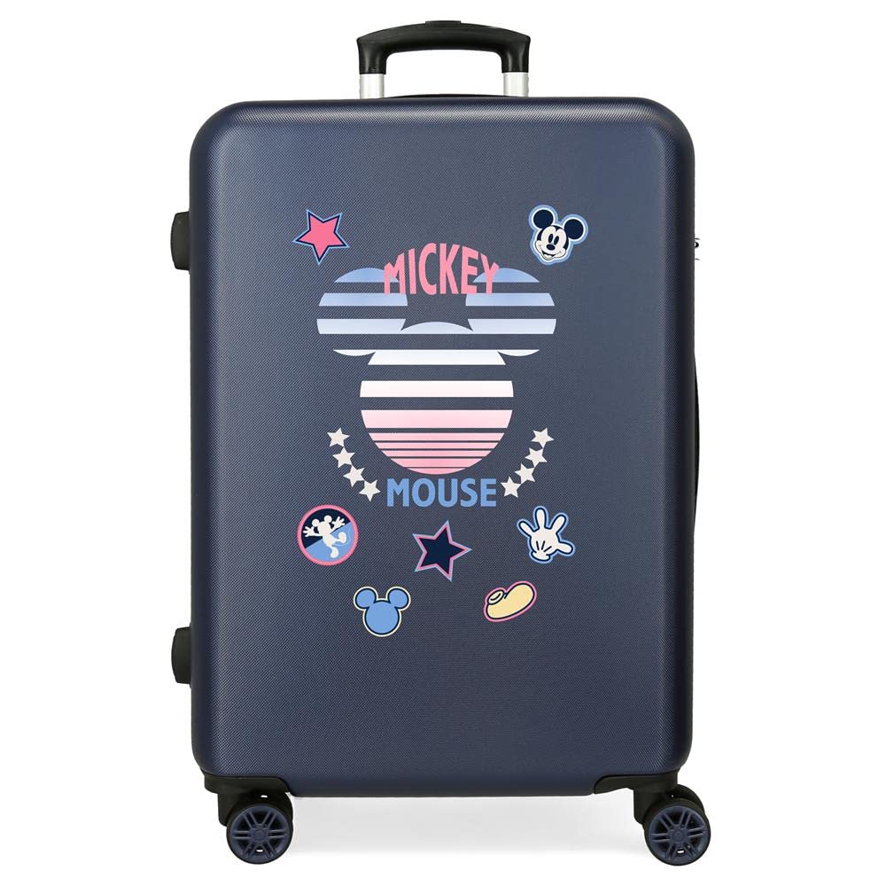 Disney Mickey Mickey Denim Mittelgrosser Koffer, Blau, 48 x 68 x 26 cm, fester ABS-Kombinationsversc