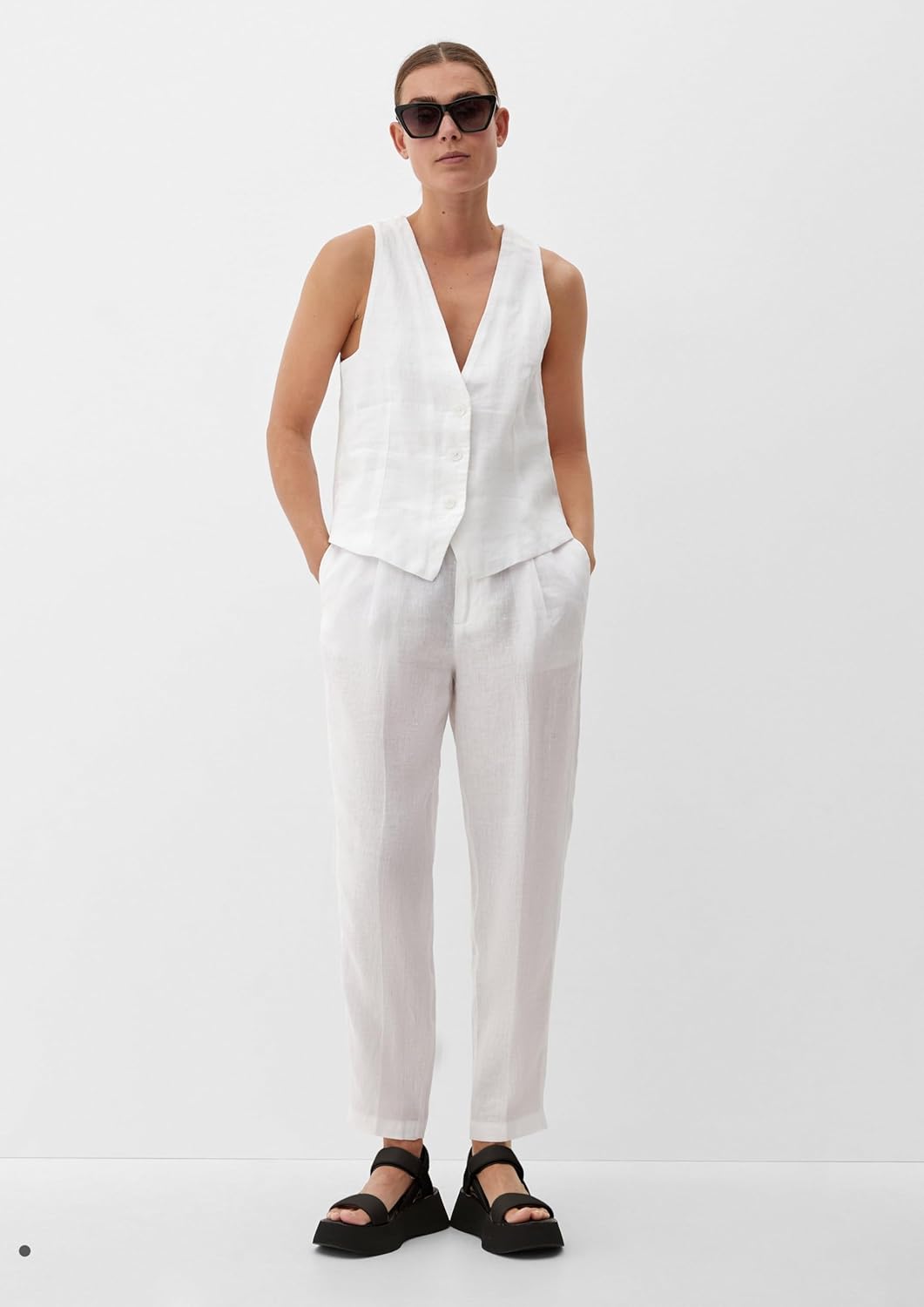 s.Oliver Damen Hose, 7/8 40 Weiss 0100, 40 Wei&#xDF; 0100