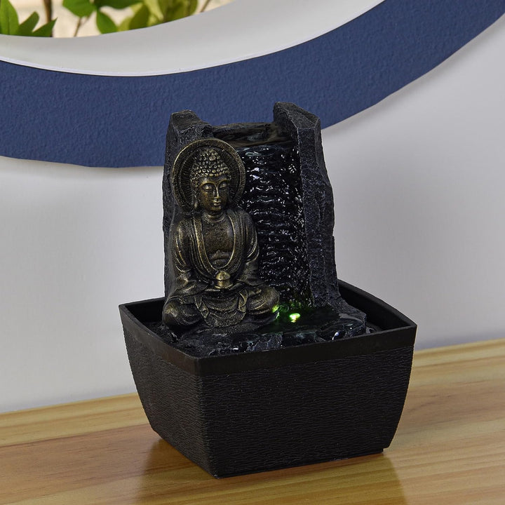 Zen'Light - Zimmerbrunnen Buddha Harmonie - Wasserbrunnen mit geräuschloser Pumpe - LED-Brunnen mit