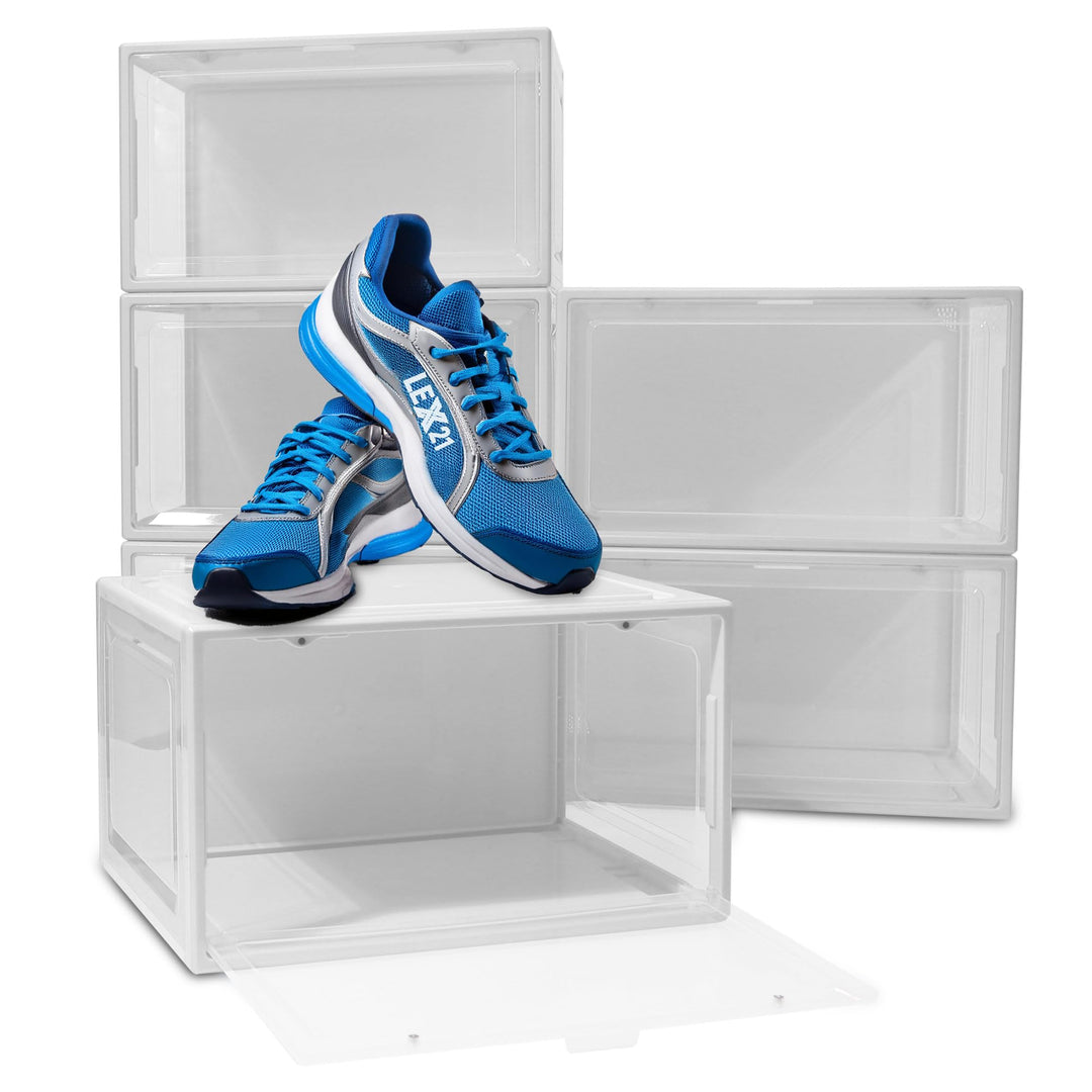 BITUXX LEX21 Schuhbox Stapelbar Aufbewahrungsbox Kunststoffbox Schuhkasten Schuhkarton Schuhorganize
