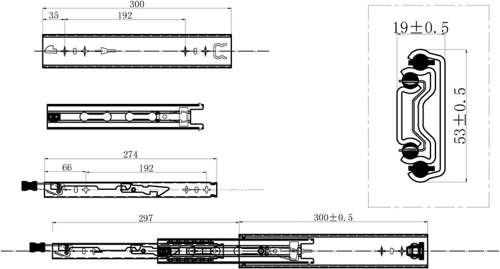 1 Paar Vadania Schwerlastauszüge 300 mm Vollauszug mit einer Belastbarkeit von 100 kg und Feststellf