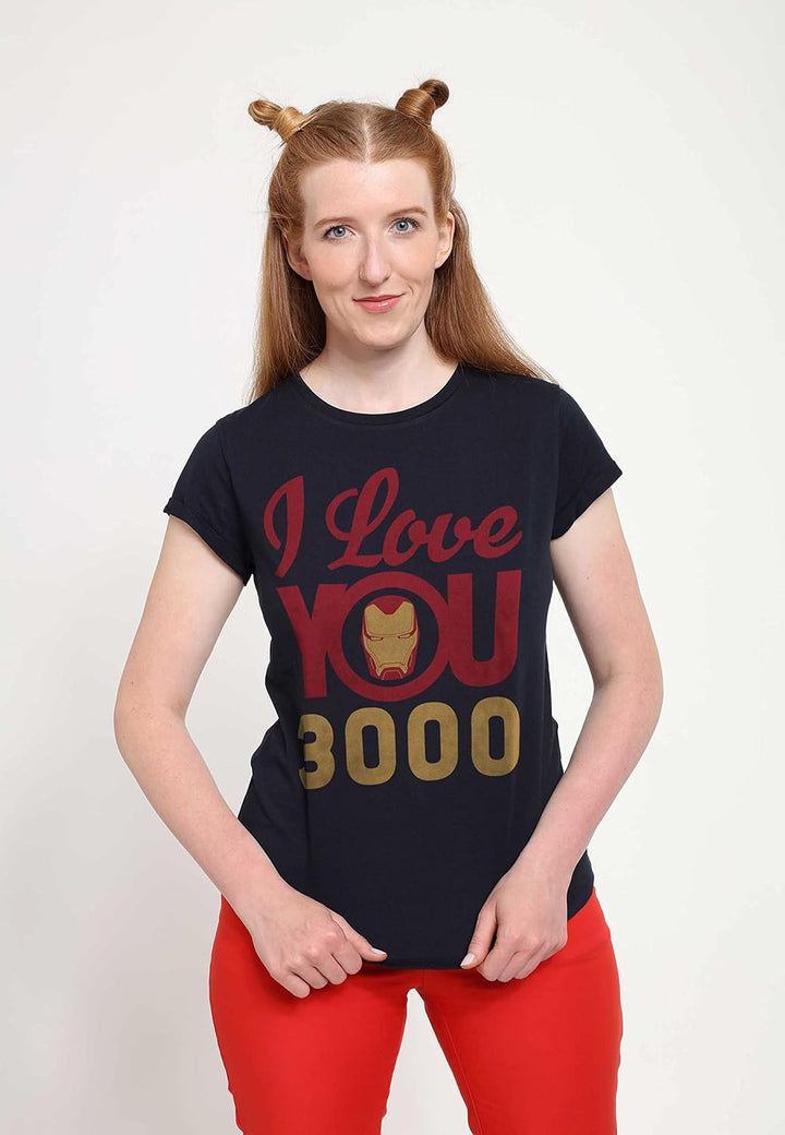 Marvel Damen T-Shirt XL Navy Blue, XL Navy Blue