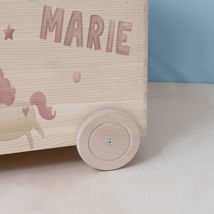 hellomini Personalisierte Spielzeugkiste aus Holz zur Aufbewahrung - Stapelkiste Holz - Spielzeugkis
