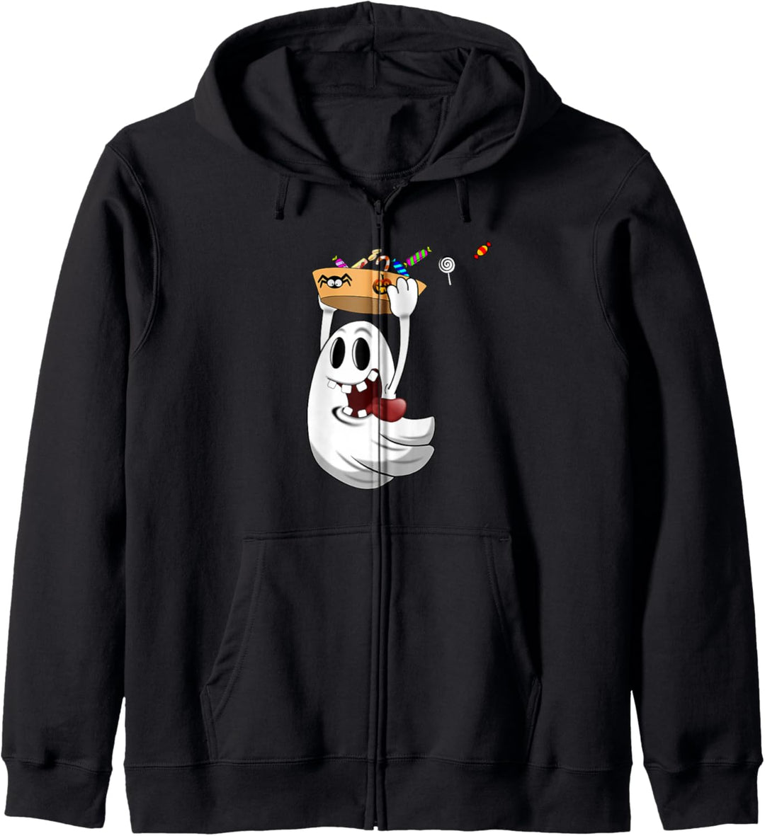 Cooles Motiv ohne Kostüm mit Süssigkeiten an Kinder Halloween Kapuzenjacke