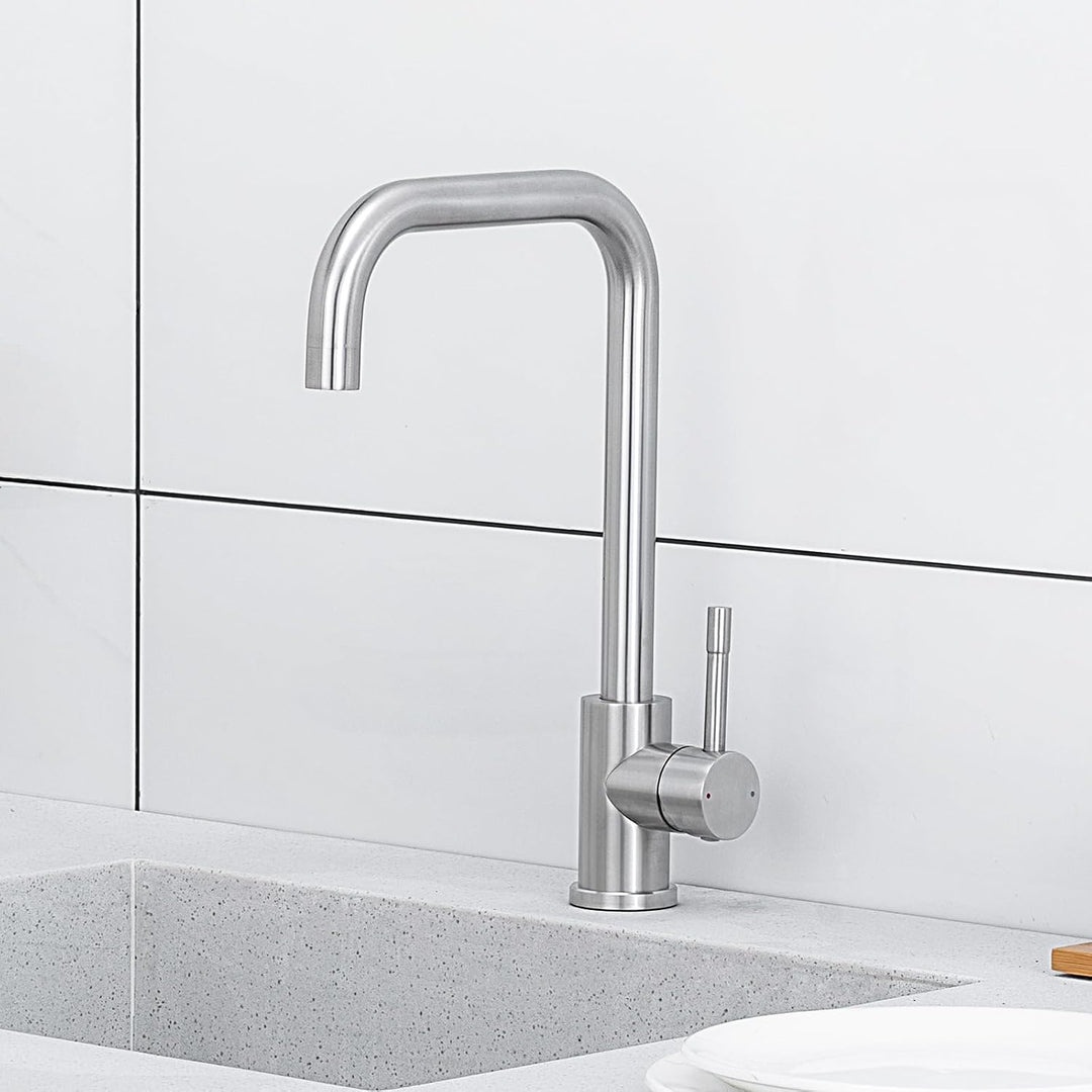 CECIPA Wasserhahn Küche Edelstahl, Küchenarmatur Hochdruck 360° Drehung, Mischbatterie Küche aus Ede
