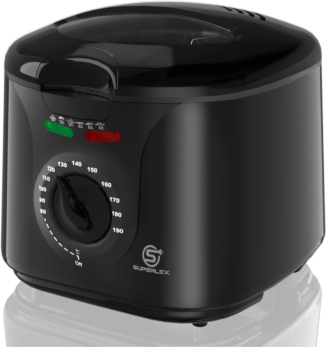 Friteuse mit Fett 2L Edelstahl 1300W Elektrische Kompakte Mini Fritteuse Öl mit Temperaturregelung f