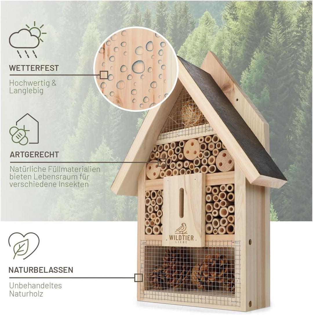 wildtier liebe Insektenhotel - Gross unbehandelt inkl. Lockstoff I Insektenhaus aus verschraubtem Ho