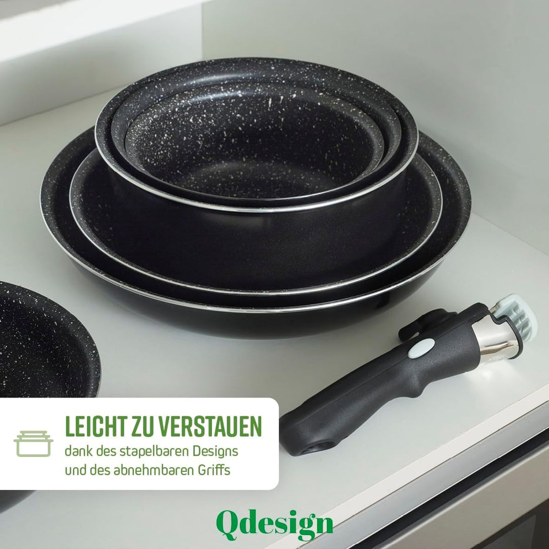 Qdesign - 3er-Set Pfannen 20 & 24 & 28 cm - Wabenstruktur - 3-Schicht-Material - Kratzfest und Antih