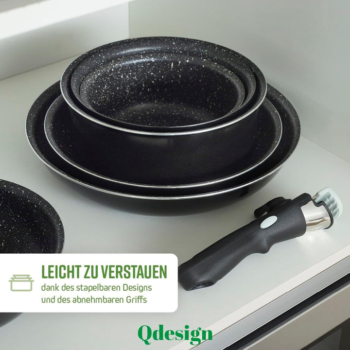 Qdesign - 3er-Set Pfannen 20 & 24 & 28 cm - Wabenstruktur - 3-Schicht-Material - Kratzfest und Antih
