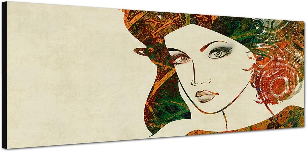 Paul Sinus Art Panoramabild auf Leinwand und Keilrahmen 150x50cm Gemälde Mädchen Gesicht Portrait