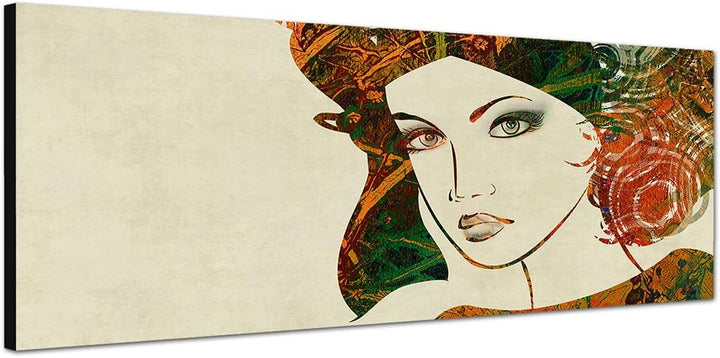 Paul Sinus Art Panoramabild auf Leinwand und Keilrahmen 150x50cm Gemälde Mädchen Gesicht Portrait