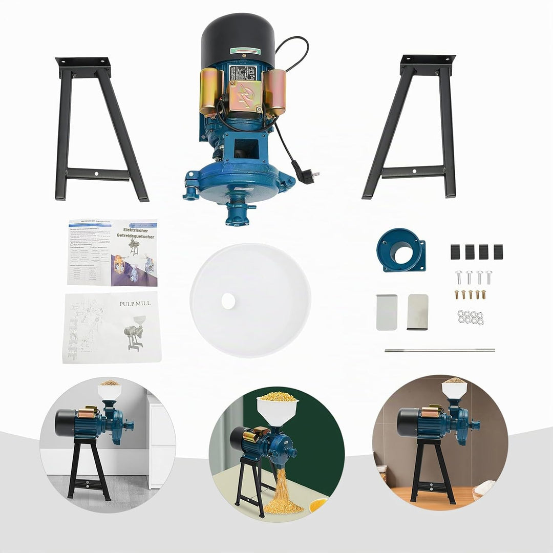 2200W Elektrisch Getreidemühle Kornmühle Schrotmühle für Getreide Elektrischemühle Getreidemühle Mas