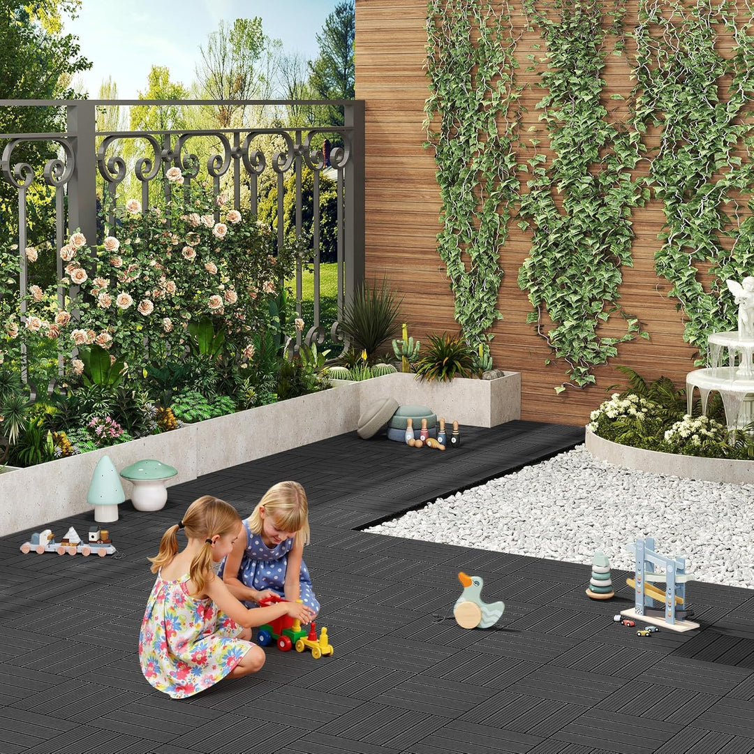 WOLTU GTF001an WPC Terrassenfliesen Terrassendielen Fliese in Holzoptik Bodenbelag mit klicksystem A