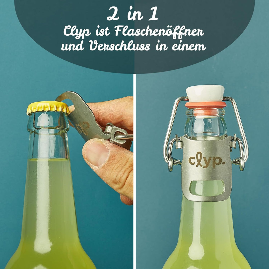 clyp 2 in 1 - Original Flaschenverschluss mit integriertem Flaschenöffner - vielseitig einsetzbar au