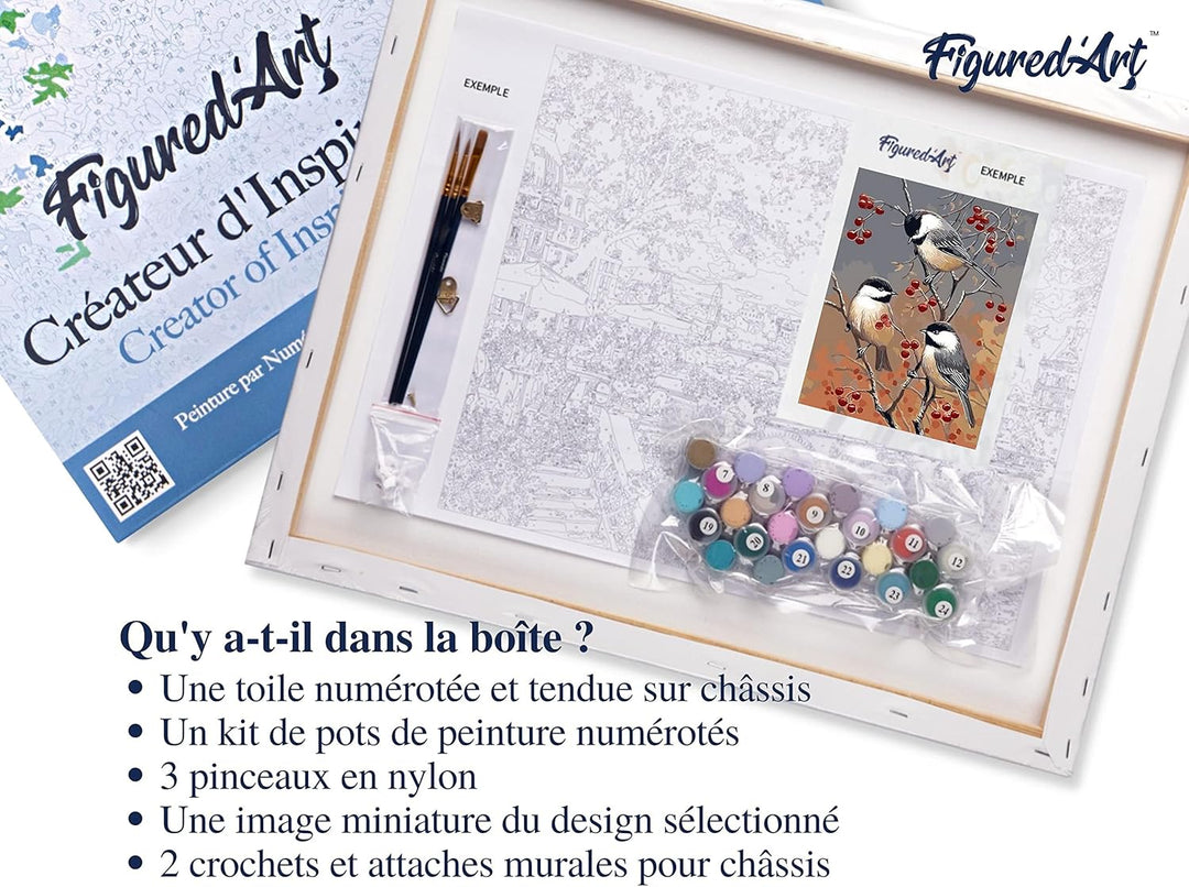 Figured'Art Malen Nach Zahlen Erwachsene Mit Rahmen Gesicht und Blumen - Paint by Numbers Basteln DI