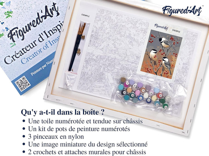 Figured'Art Malen Nach Zahlen Erwachsene Mit Rahmen Gesicht und Blumen - Paint by Numbers Basteln DI