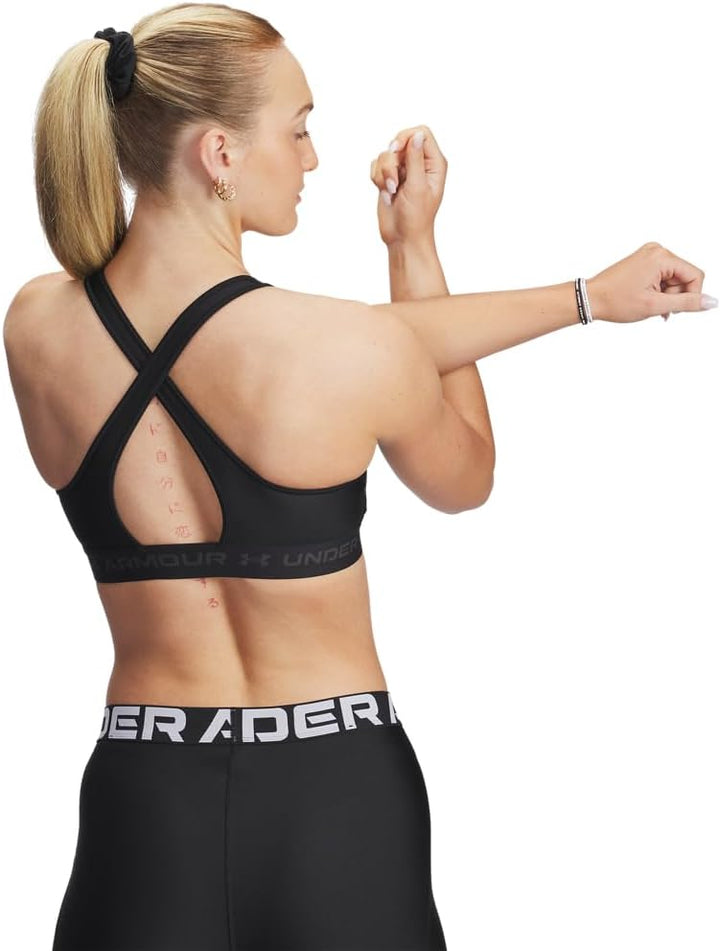 Under Armour Damen Crossback Mid Heather Sport-BH Schwarz XS, Schwarz XS