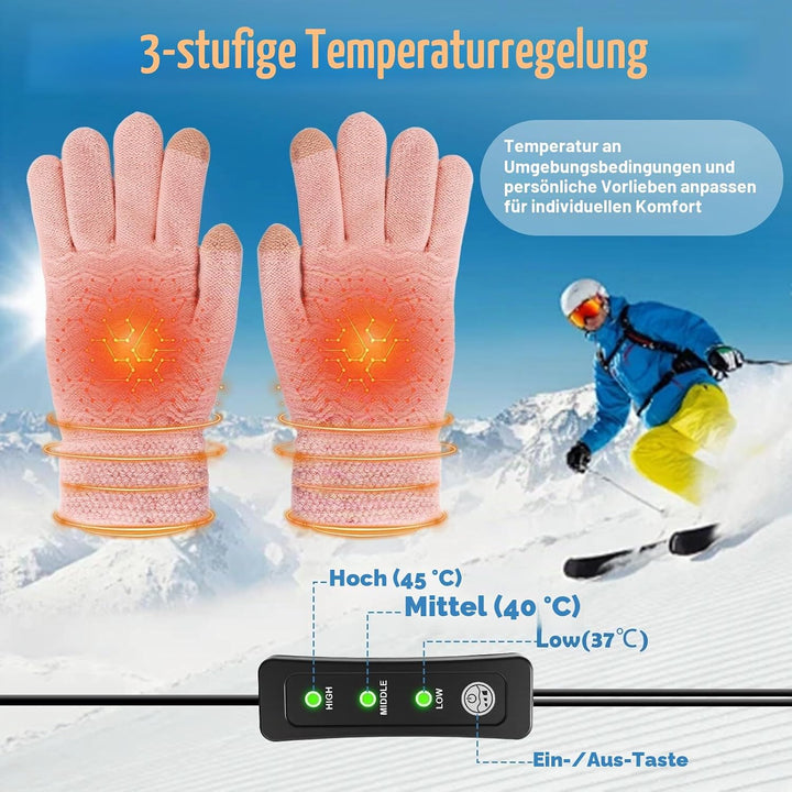 Beheizte Handschuhe mit USB, unter beheizten Handschuhen für Damen, wiederaufladbar, Touchscreen, ru