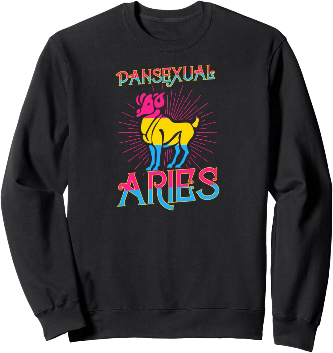 Pansexual Aries Zodiac Sign Birthday Horoscope LGBTQ Sweatshirt