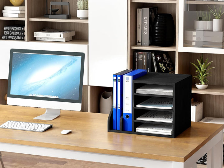 EasyPAG 6 Fächer Holz A4 Büro Schreibtisch Organizer Dokumentenhalter Aktenablage Zeitschriftenhalte
