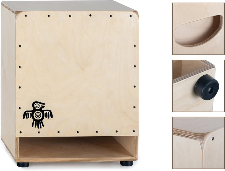 XDrum Bass Cajon Peruana Birch (3 mm Schlagplatte, wuchtiger Bass, heller Snare-Sound, Bassreflex-Ko