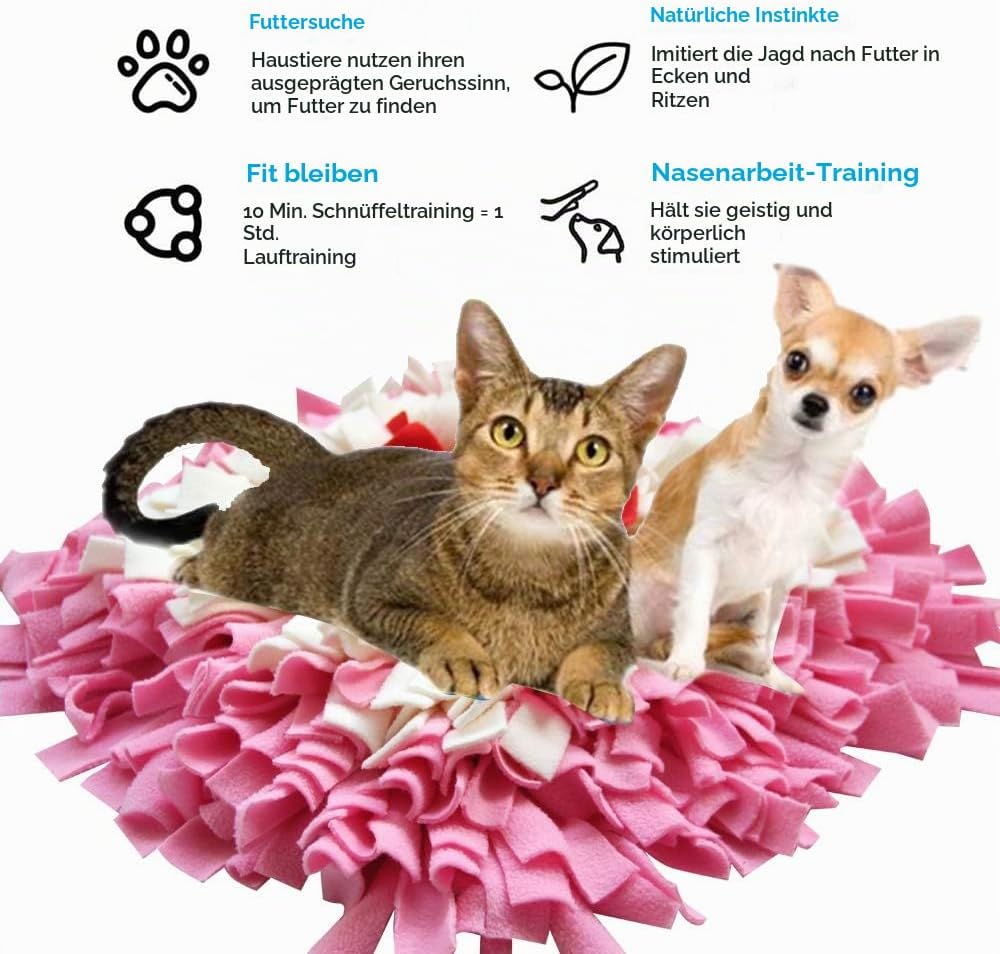 IEUUMLER Hundematte Snuffle Mat Erziehungsmatte für Hunde Dog Puzzle Toys IE075 (45 x 45 cm, Rosa &amp;