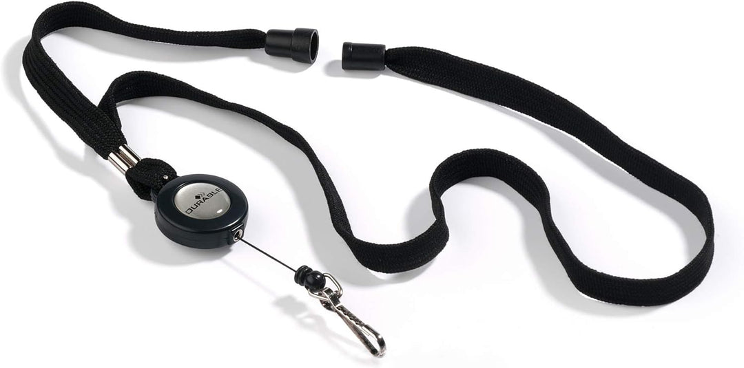 Durable Halsband mit Sicherheitsverschluss und ausziehbarem Federhaken, 10 Stück, schwarz, 822301