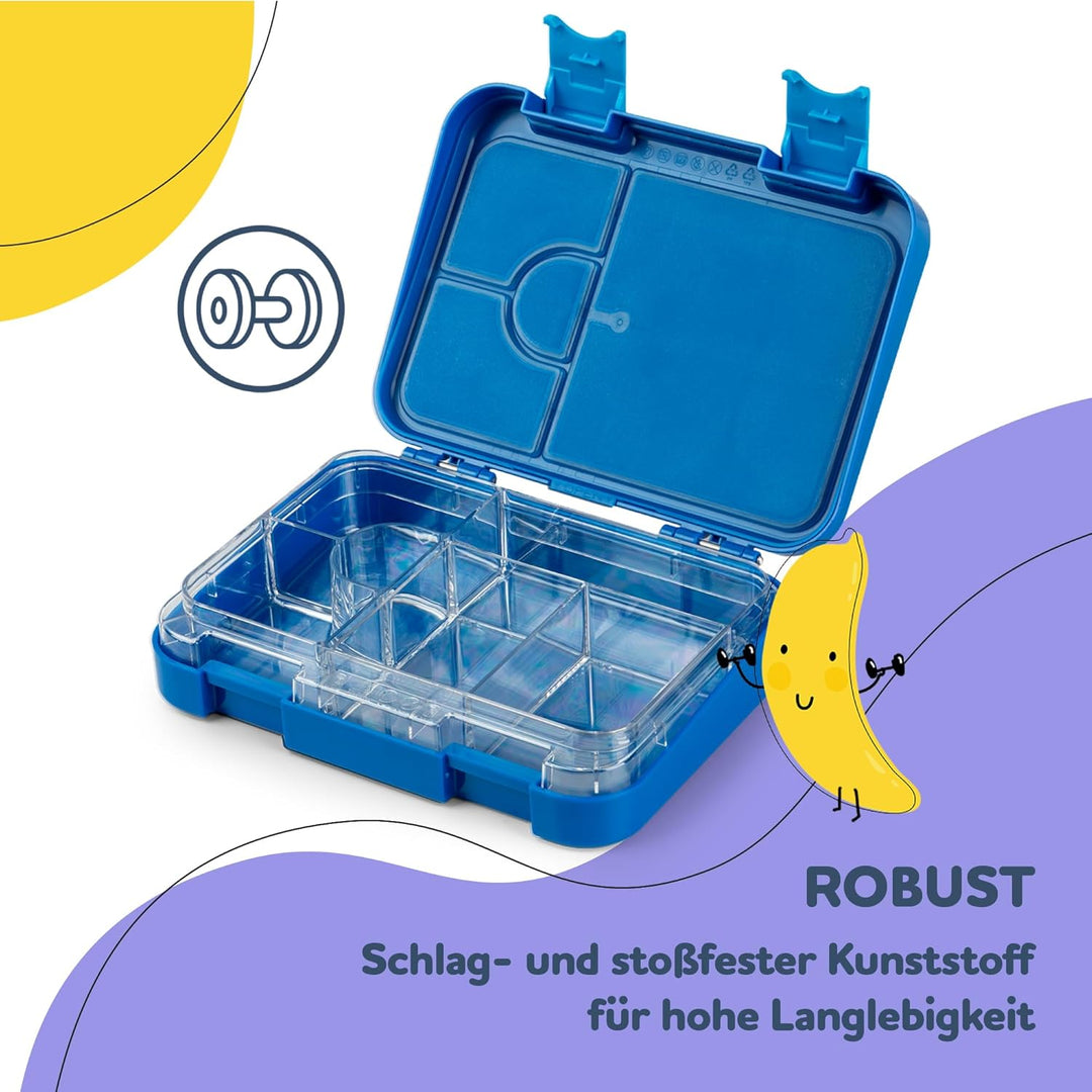 schmatzfatz Junior Brotdose Kinder mit Fächern| BPA Frei Lunchbox Kinder| Bento Box Kinder | Brotbox