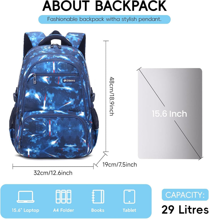 Amythe Schulrucksack Jungen Teenager Schulranzen, Schultasche mit Trolleygurten 16 Inch Wasserdicht