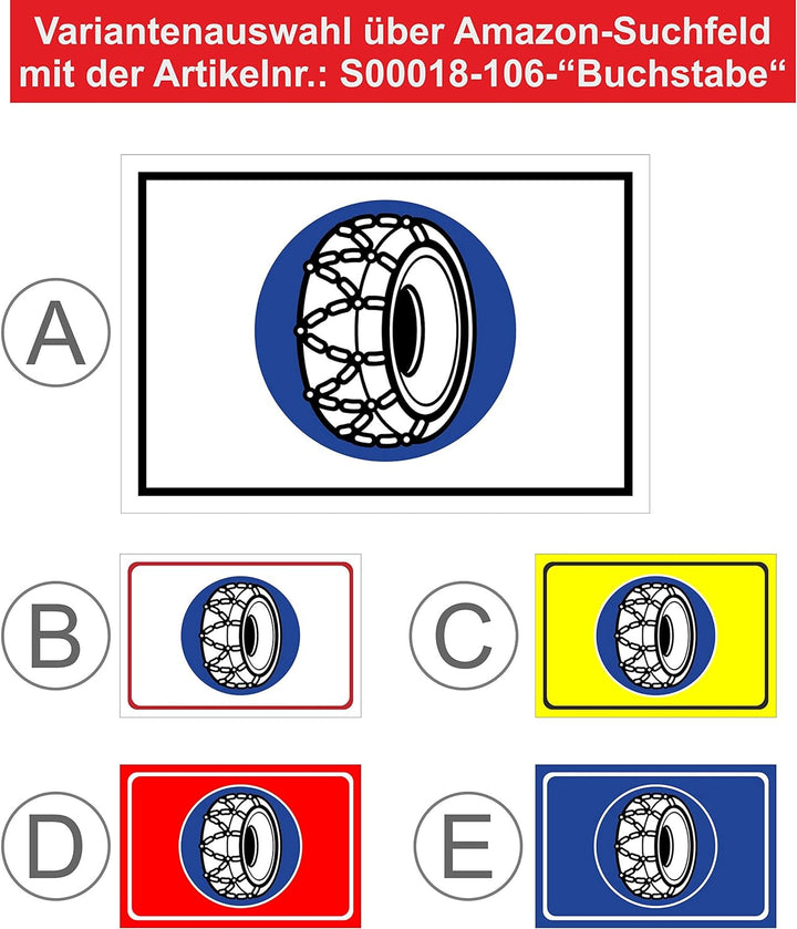 Melis Folienwerkstatt Schild Schneeketten - 60x40cm - 3mm Aluverbund – 20 VAR S00018-106-D 60x40cm –