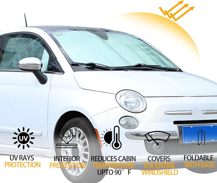 YANER Auto Windschutzscheibe Sonnenschutz UV Ray Reflektor für Fiat 500 2010-2022 Frontscheibe Sonne