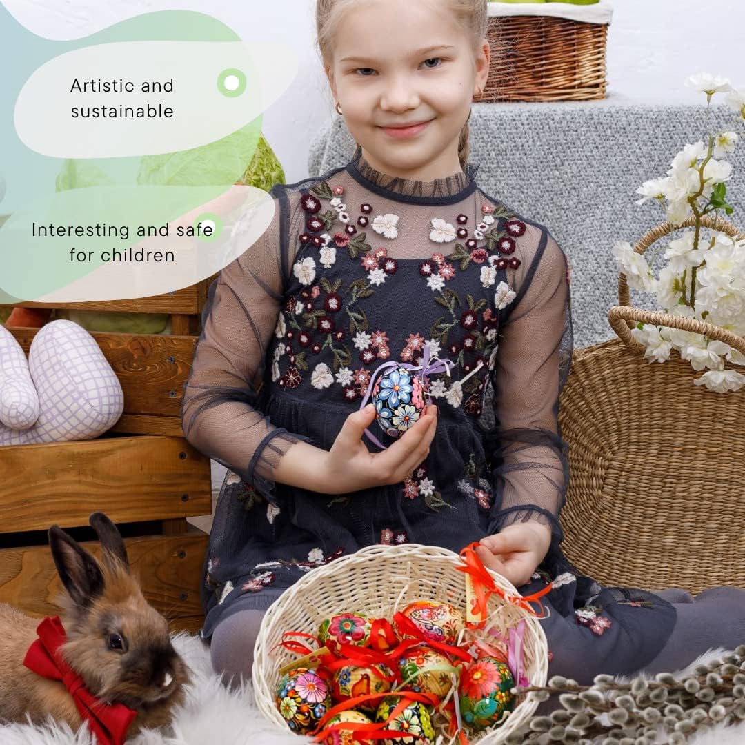 Bunte Holz Osterdekoration zum Aufhängen für Zweige oder Fenster Deko -Huhn mit Osterei 11 x 8,5 x 0