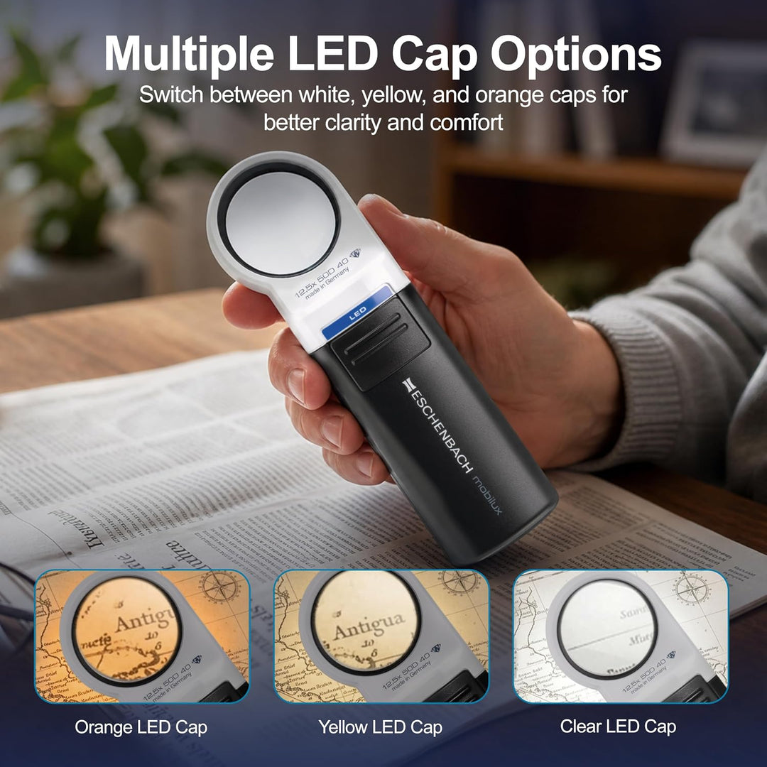 Eschenbach Optik Handlupe mobiluxLED mit LED-Beleuchtung und 12,5X-Vergrösserung Linsengrösse: (Ø) 3