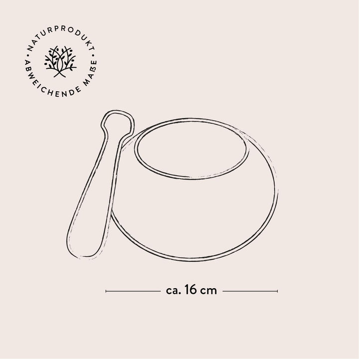 das Olivenholzbrett® Mörser und Stössel aus Olivenholz, Holzmörser rund ca.16cm, 16cm