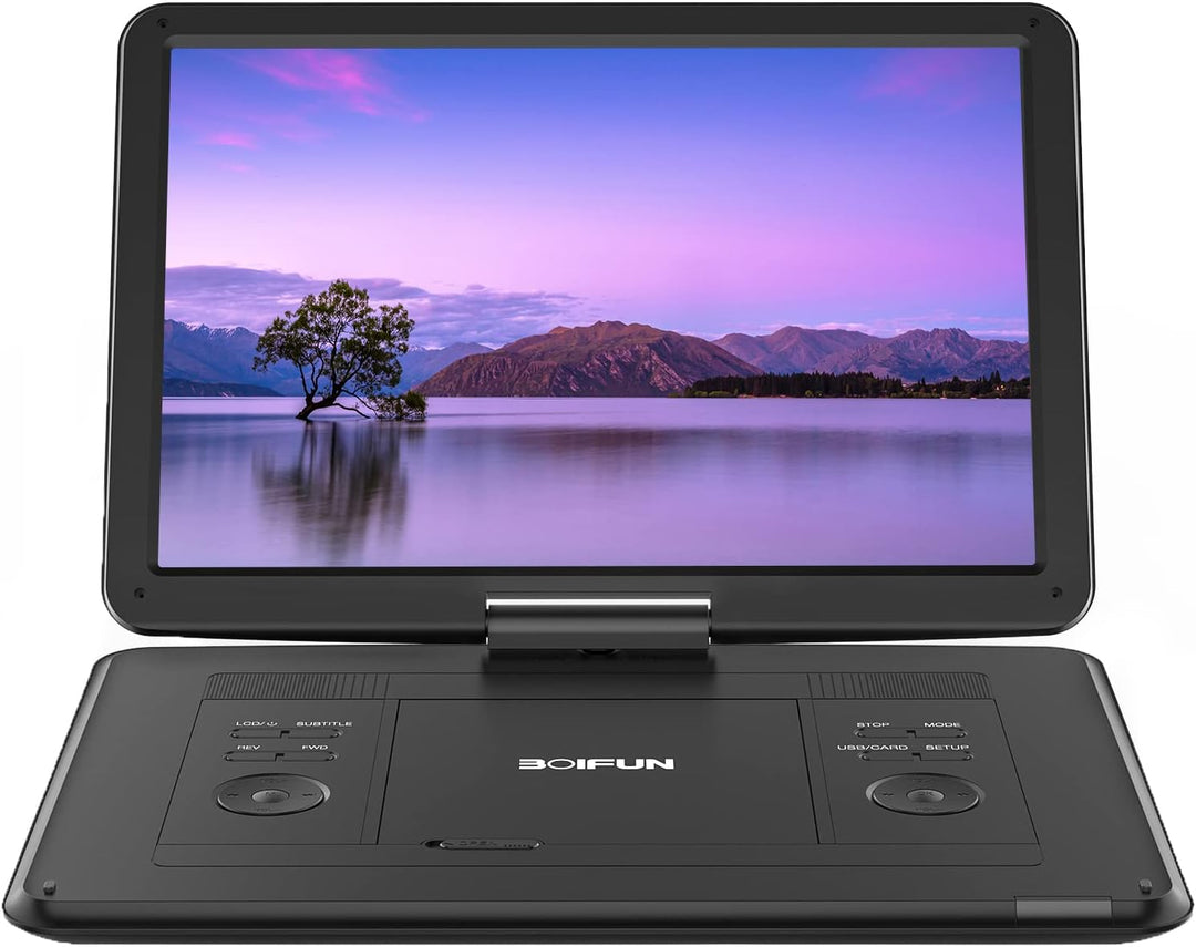 17,5’’ Tragbarer DVD Player mit 15,6’’ HD Display, 6 Stunden Wiederaufladbare Batterie, Unterstützun