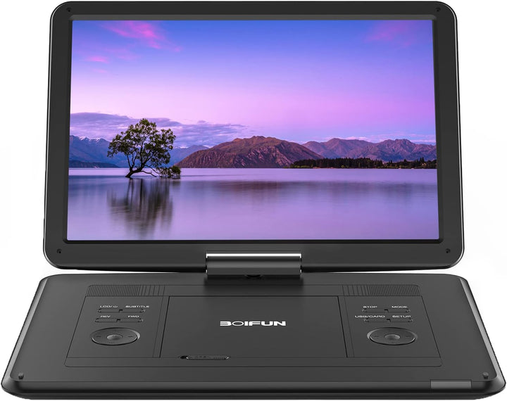 17,5’’ Tragbarer DVD Player mit 15,6’’ HD Display, 6 Stunden Wiederaufladbare Batterie, Unterstützun