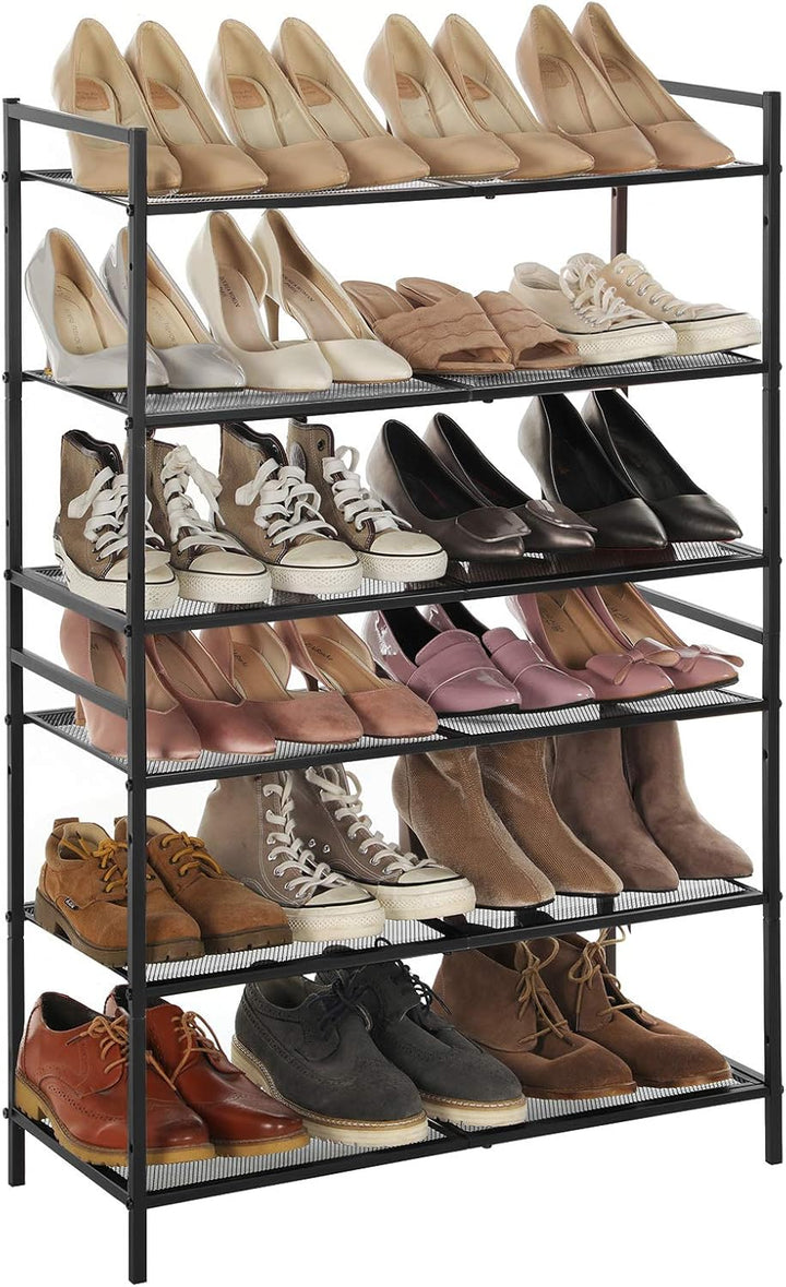 SONGMICS Schuhregal mit 3 Ablagen, Schuhablage, stapelbar, Schuhaufbewahrung, für 9-12 Paar Schuhe,