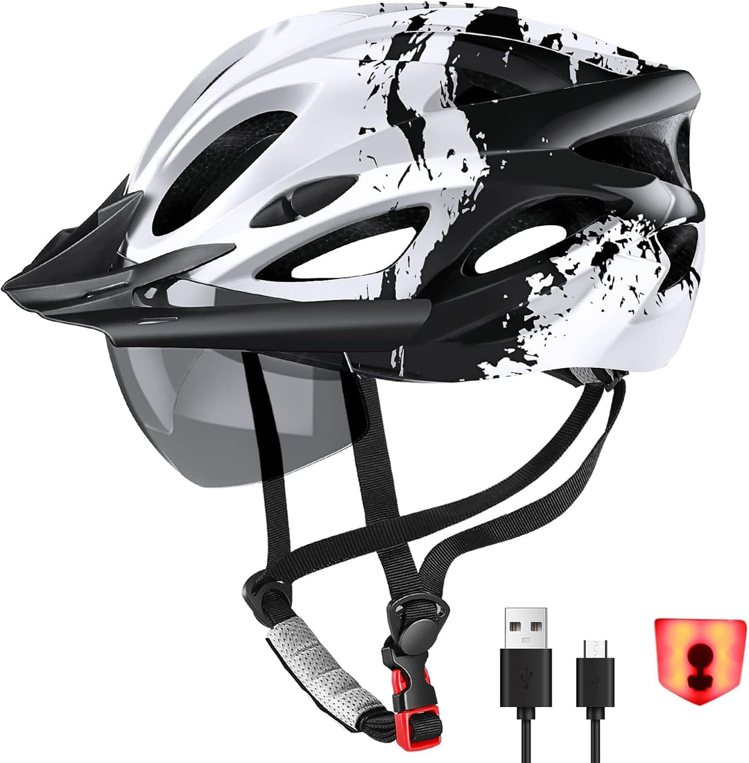 RaMokey Fahrradhelm mit Licht für hohe Sicherheit, Fahrradhelm Herren Damen mit Abnehmbarer Magnetis