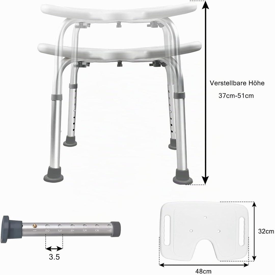 Duschhocker Duschstuhl Höhenverstellbar 35-51 cm Duschhocker Anti-Rutsch Badsitz Duschhilfe Duschsit