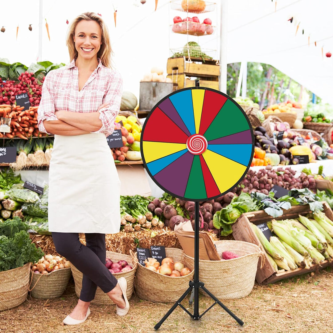 COSTWAY 30" Glücksrad zum Drehen, Drehrad höhenverstellbar, inkl. Radiergummi und Markierstift, Luck