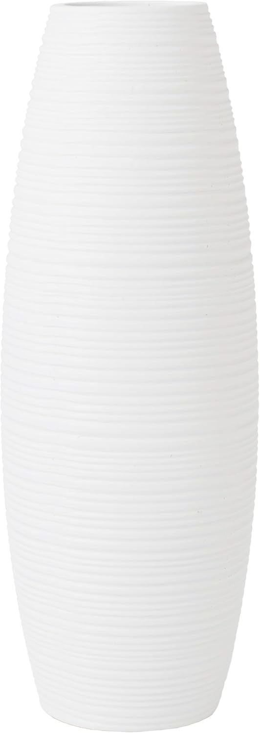 Leewadee Kleine Bodenvase für Dekozweige hohe Standvase Design Holzvase, Holz, 36 cm, Weiss, Weiss