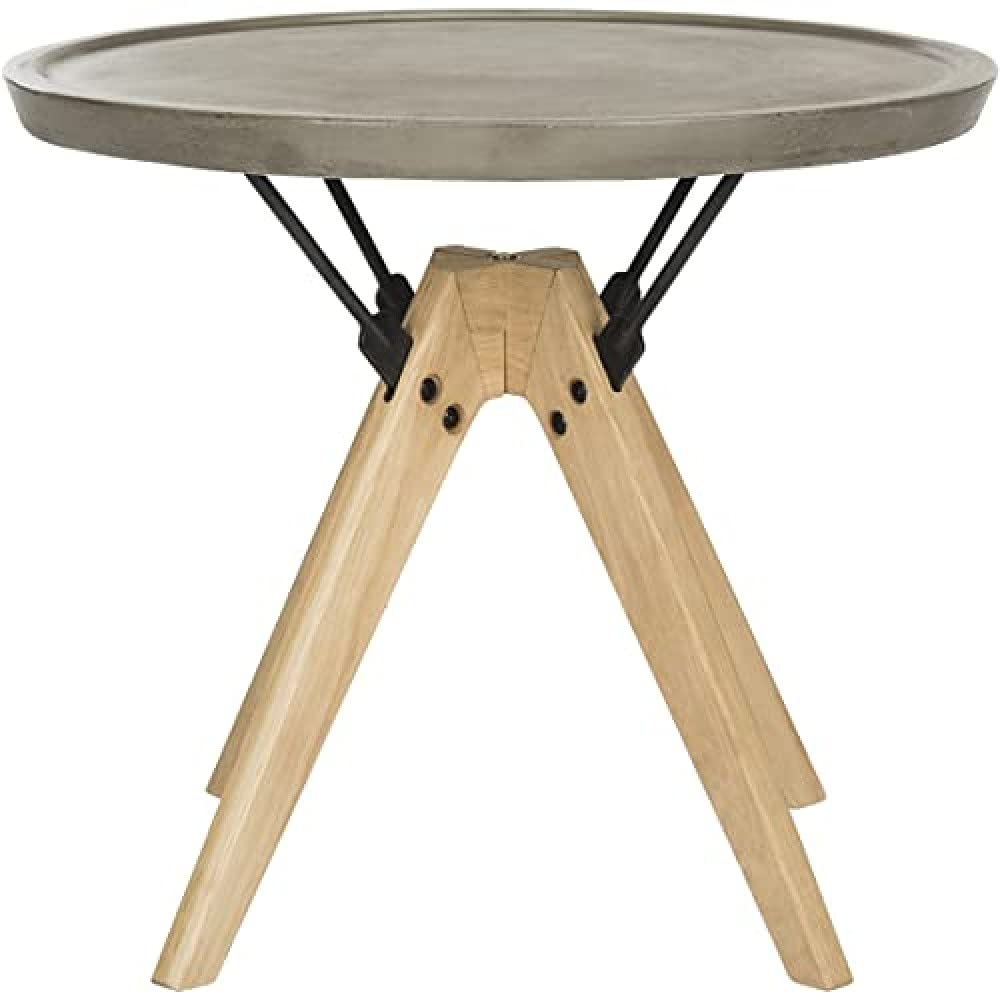 SAFAVIEH Modern Beton Outdoor-Akzenttisch, Dunkelgrau Dunkelgrau 54 x 54 x 43.94 cm, Dunkelgrau 54 x